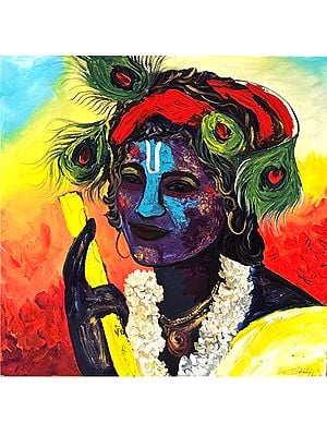 Bala Gopala Krishna in Holi | Acrylic On Canvas