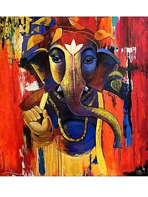 Vighnaharta Ganesha | Modern Art | Painting by Shaily Verma