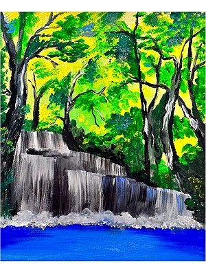 Waterfall Painting by Shaily Verma | With Frame