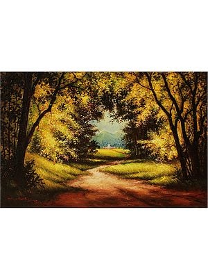 Forrest Path To Temple | Oil on Canvas