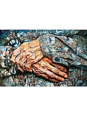 Comforting Wrinkled Hands | Watercolour On Paper