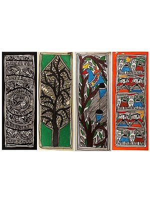 Traditional Indian Madhubani Paintings (Set of 4) | Madhubani Painting