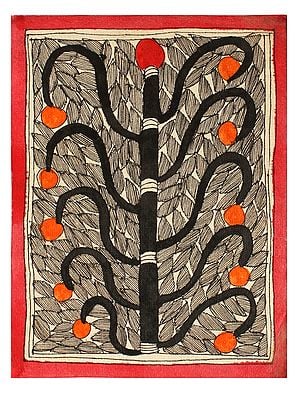 Tree Madhubani Art | Natural Colour Painting on Handmade Paper