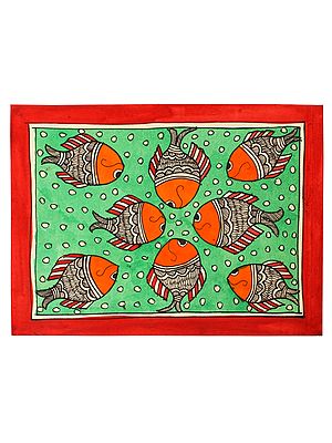 Fishes In Pattern | Madhubani Painting