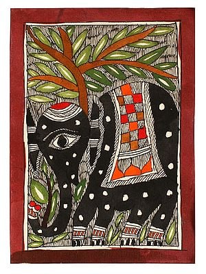 The Gorgeous Gaja | Madhubani Painting on Handmade Paper
