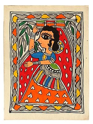 Indian Lady in Traditional Wear | Madhubani Painting