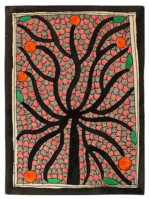 A Tree of Madhuban Painting in Madhubani Style