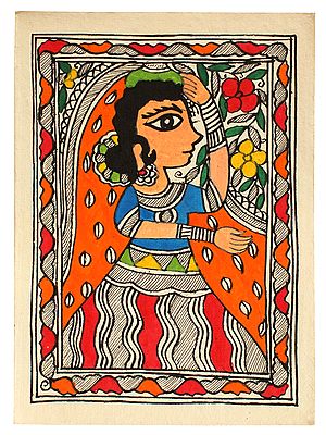 Traditional Colour Dancing Lady Madhubani Painting