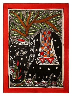 Natural Colours Elephant Painting | Madhubani Artwork