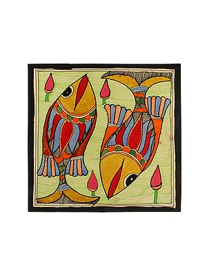 Multi-Color Pisces Art | Madhubani Painting | Handmade Paper