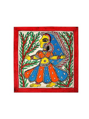 Traditional Dressed Indian Lady | Madhubani Painting | Handmade Paper