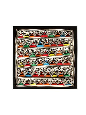 Peoples in Traditional Dress | Madhubani Painting on Handmade Paper