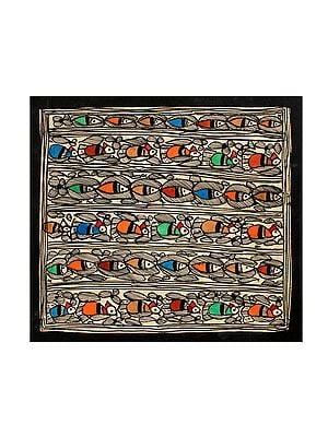 Colorful Birds and Fishes | Madhubani Painting | Handmade Paper