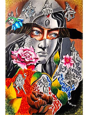 Real Face of Woman (Nari-Shakti) | Painting by Pragga Majumder