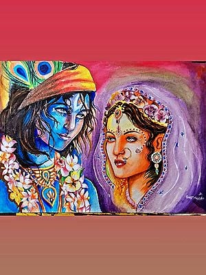 Prem Rasa - Radha Krishna | Painting by Pragga Majumder