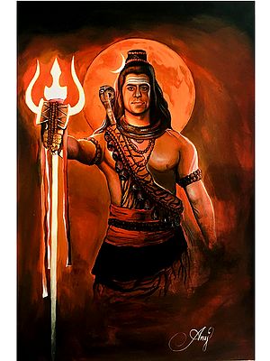 Mahadeva Shiva Holding Trident | Acrylic On Paper