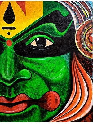 Kathakali Half Face Abstract Acrylic Art on canvas by Akash Bhisikar