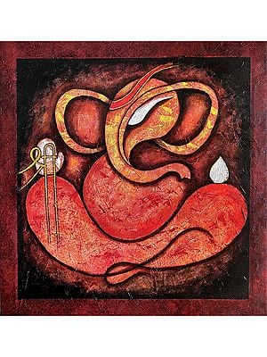 Shree Ganesha Abstract Acrylic Art on Canvas | Painting by Akash Bhisikar