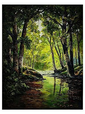 Lake In Deep Forrest | Oil On Canvas