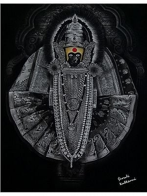 Goddess Mahalakshmi | Charcoal on Paper | Painting by Shruti Kulkarni