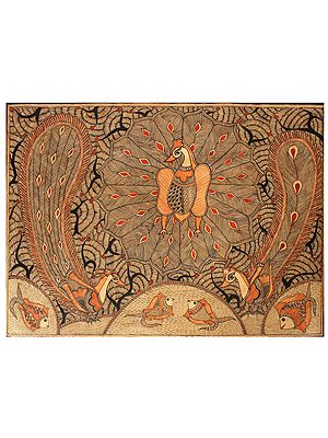 Traditional Peacocks and Fishes Art | Madhubani Painting