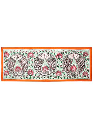 Fishes and Flowers In Vibrant Colours | Madhubani Painting