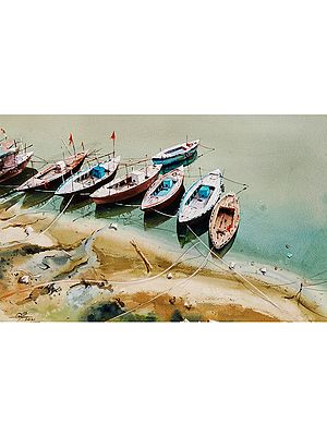 Top View Of Boats In Varanasi | Aesthetic Art | Achintya Hazra