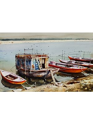 Boats on Shore of Varanasi | Aesthetic Art | Achintya Hazra