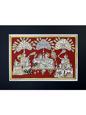 King and Queen Savouring | Traditional Art | Phad Painting