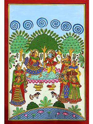 Dancing Shri Krishna | Phad Painting by Kalyan Joshi