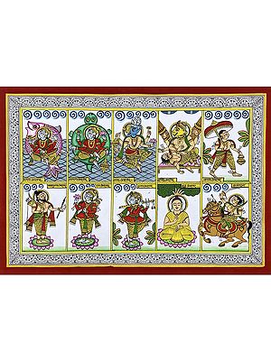 Lord Vishnu Dashavatara | Phad Painting by Kalyan Joshi