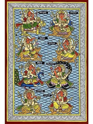 Atharwa: The Eight Names of Ganesha | Phad Painting by Kalyan Joshi