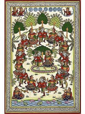 Colourful Krishna Raas Lila | Phad Painting by Kalyan Joshi