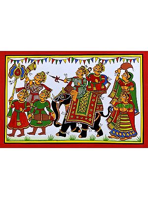 Procession of King | Colourful Traditional Art | Phad Painting