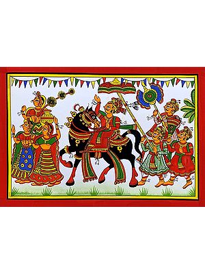 Royal King Procession | Colourful Traditional Art | Phad Painting