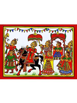 Marriage Procession Of Royal King | Colourful Traditional Art | Phad Painting