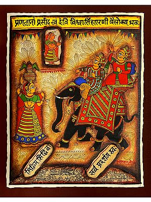 Pabuji King With Sanskrit Shloka | Phad Painting by Kalyan Joshi