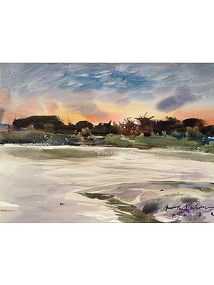 Before Sunrise View | Watercolor Painting by Madhusudan Das
