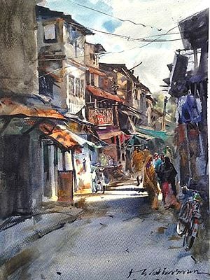 Deep In Alley | Loose Watercolour Painting | By Madhusudan Das