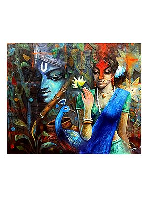 Radha Krishna Eternal Love | Acrylic on Canvas | By Jugal Sarkar