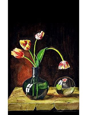 Flower Pot | Still Life | Watercolor Painting by Rajib Agarwal