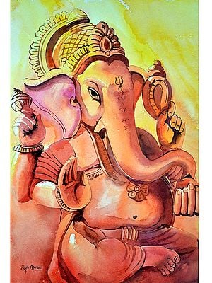 Bhagawan Ganapati | Watercolor Painting by Rajib Agarwal