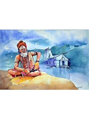 Sadhu In Kedar Nath | Watercolor on Paper | By RAJIB AGARWAL