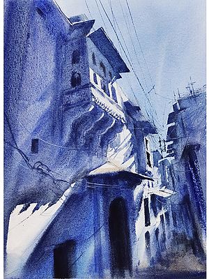 Old Houses In Alley Way | Loose Watercolor Painting | By Achintya Hazra