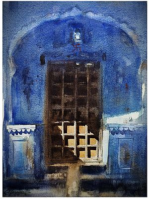 Traditional Indian House Entrance | Loose Watercolor Painting | By Achintya Hazra