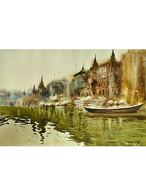 Banaras Ghat | Watercolor Painting by Achintya Hazra