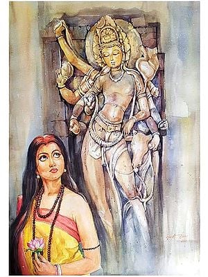Devi Parvati (Shakti) | Watercolor Painting by Sarat Shaw