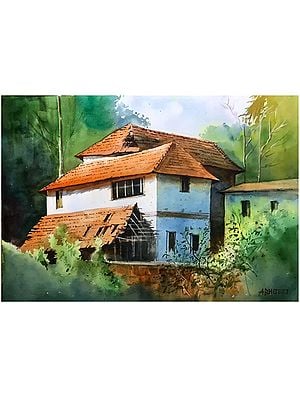 Village Scenery | Watercolor Painting by Abhijeet Bahadure