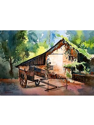 Village Countryside Cart | Watercolor Painting by Abhijeet Bahadure