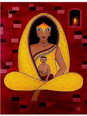 Mother's Love | Acrylic on Canvas | Arpa Mukhopadhyay